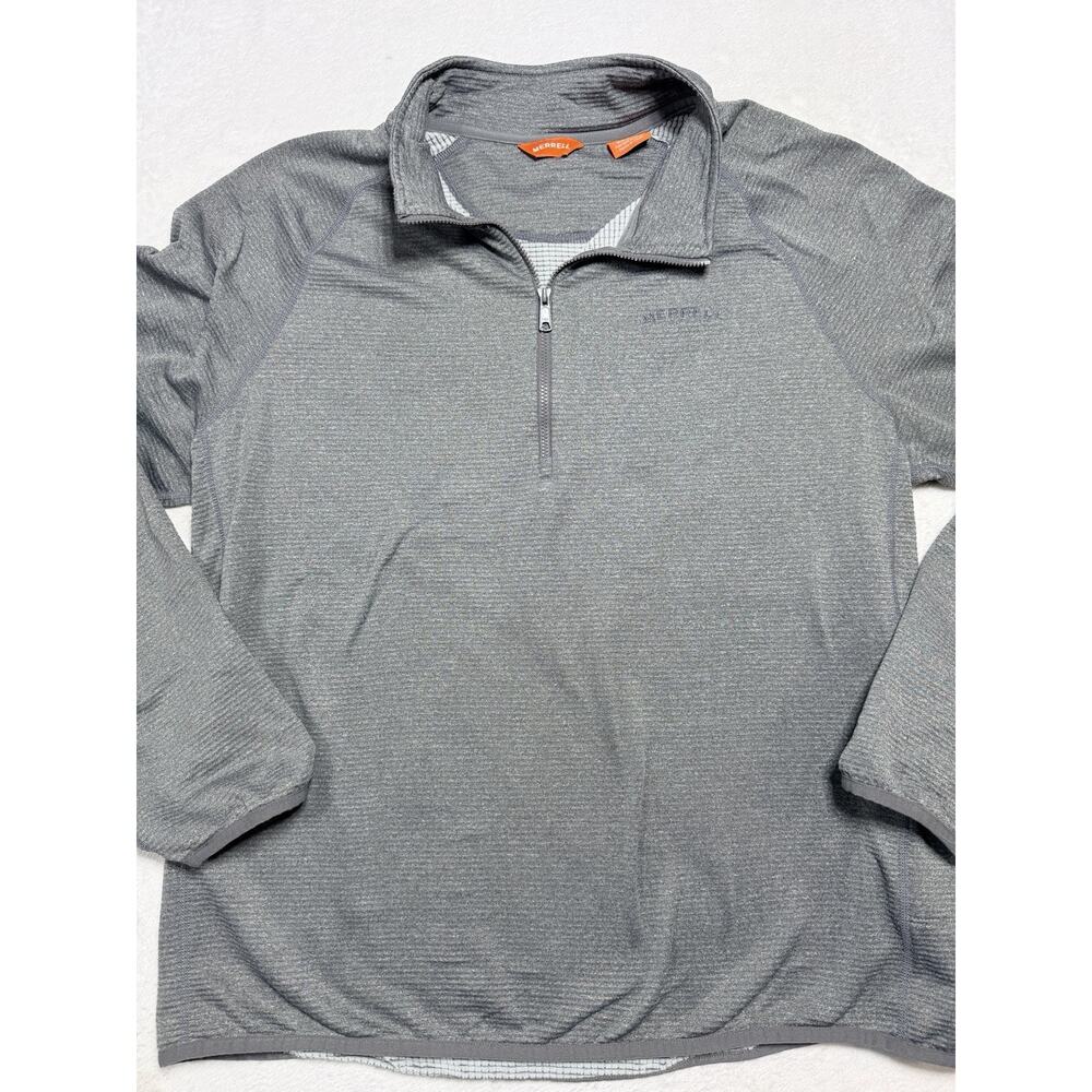 Merrell Men's Quarter Zip Grid Fleece Pullover Gray Medium JMS26326 Athleisure
